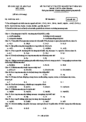 Đề thi thử Tốt nghiệp THPT môn Hóa học - Mã đề 205 - Năm học 2020-2021 - Sở giáo dục và đào tạo Bắc Ninh (Có đáp án)